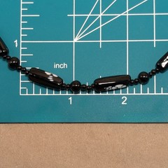 Vintage Black White Spotted Czech Lampwork Glass Bead Mid Century Choker 15.5in