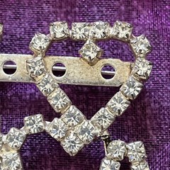Patriotic I Heart Love USA America Flag Rhinestones Prong Set Silver Tone ‘READ