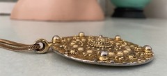 Yves Saint Laurent Vintage Medallion necklace Aztec Style Gilt *YSL Mark* Rare!