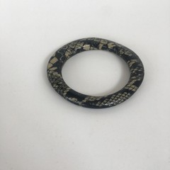 Black Beige Snakeskin Pattern Bangle Bracelet Fashion Jewelry Unisex Vin (3.5in)