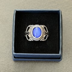 Sterling Silver Vintage Style Filigree Mood Ring + Color Chart & Box Size 9.5
