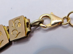 Antique 12k Yellow Gold Silver Book Sandwich Reversible Chain 18″ Necklace #110