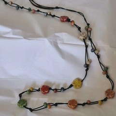 Multicolor Ceramic Bead Porcelain Necklace Bohemian Long Necklace Hippie Boho