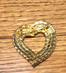 Vintage Patriotic Heart Brooch Red White Blue Rhinestones Gold Tone Prong set