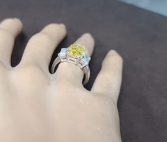 14k Yellow Gold Engagement Ring 2.66CT.Lab Grown Yellow Diamond Radiant Shape