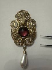Vintage Jeff Lieb Signed Statement Brooch Pin Victorian Revival