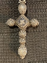 Vintage JTV Sarda Sterling Silver 925 Wheat Snake Chain w/ Filigree Sarda Cross