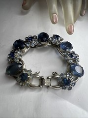 Vintage Great Genuine JULIANA Blue Large Rhinestone 5 Link Bracelet