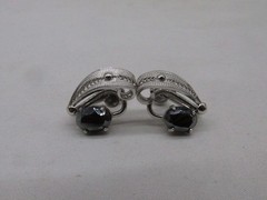 Sorrento Sterling Silver Hematite Spun Metal Stud Screw Back Earrings .75″ #851