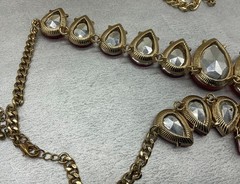 2 Vintage Statement Necklaces 1 Mika Green Faceted Plastic Stones & 1 Red Glass