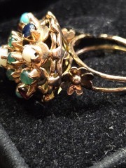 14KT ROSE GOLD PRINCESS RING EMERALDS RUBYS SAPHIRES SIZE 5 3/4 6.3 GRS.