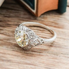 2.50CT White Round Cut Simulated Diamond Art Deco Antique Style 925 Silver Ring