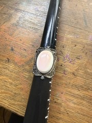 Vintage Sterling Silver 925 Large Pink Oval Stone Ring PTI Nepal