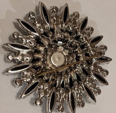 Vintage Juliana (D&E) Black Navette Rhinestone Brooch with Signed Reinad Clip-On