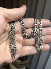 3?. Vintage Sterling 925 Anchor Mariner link Chain Necklace Italy 20″, 15.3g