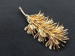 MCM CORO 3.5 In Long Goldtone Intricately Detailed Branch Design Brooch