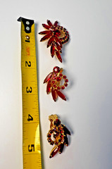 Authentic D&E Juliana Dark Siam Red Marquis Spray Brooch and Earrings Set