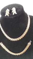 Vintage Renoir Copper Parure – Double Leaf Necklace, Bracelet, and earrings set