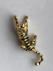 Vintage Gold Tiger With Jewels Brooch 4.5 cm