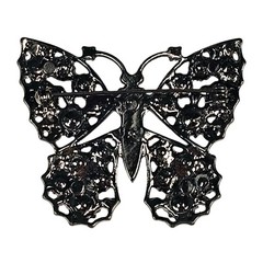 Vintage Jeweled Butterfly Brooch Pink Aurora Borealis Pin Rhinestone 2.25″