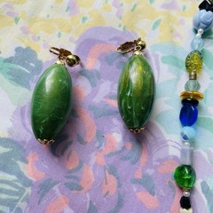 Vintage Lot Glass Art Bead Necklace Wooden Multicolor Bracelet Green Earrings