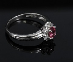 Fine 0.54ct Padparadscha Sapphire & 0.15ct Diamond Platinum Ring Size 7.5, 4.62g