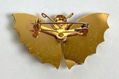 Vtg Gold Tone & Yellow Winged Butterfly Brooch, Approx. 1″ Long and 1.75″ Wide