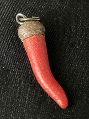 Vintage Red Coral Silver Cornicello Charms Lot 3 Lucky Italian Horn Amulets