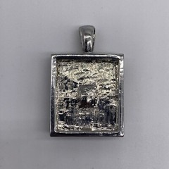 Silver Tone White Stone Pendant No Chain