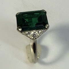 Antique American Art Deco 30s White Gold Natural Diamond Ring 3.6 Gram Size 6.25