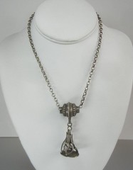 Antique Necklace Netherlands 833 Silver Slide Seal Pendant 16.5″ Chain