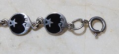 Vintage Sterling Silver 925 Celestial Bracelet Stars Moon Black Enamel
