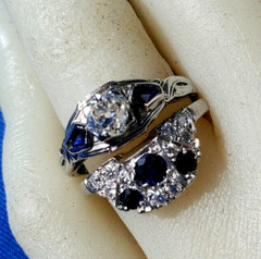 Original EARTH MINED DIAMOND Deco Engagement Ring Solid 18K WHITE GOLD Solitare