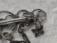 Antique Grow In Grace Silver Tone Charm Brooch Pin 1.5in