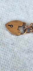 Antique 9K Yellow Gold Curb Chain Bracelet Padlock Edwardian