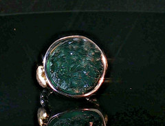 Vintage Green Stone Statement Ring, Raw Crystal Boho Artisan Jewelry, Size 6.75