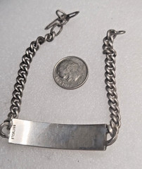 Vintage 8″ Curb Chain Sterling Silver ID Bracelet Unisex Scissor Clasp NO MONO