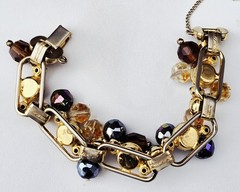 VINTAGE JULIANA (D&E) BROWN TOPAZ RHINESTONE 5-LINK BRACELET