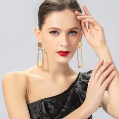 Matte Gold Silver Geometry Clip On Earrings for Women Retro Drop Clip Earring…