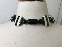 Gorgeous Danish Designer Black & Off White Buffalo Horn Bib Collar Necklace