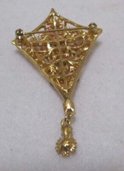 Pretty Vtg Flower 3D Surface KITE Brooch Gold Tone Pink Rhinestones & Enamel