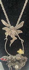 Adorable Estate 80’s Sterling Fairy Charm Holder +9 Charms Necklace