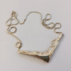 Freeform Modernist Sterling Silver Necklace Artisan Sculptural V OOAK Hadamard