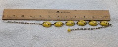 Yellow Thermoset In Gold Tone Necklace & Matching Clip Earrings Set Vintage