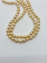 8mm Baroque Light Golden Cream Japanese Saltwater Akoya Pearl Necklace 34.5″