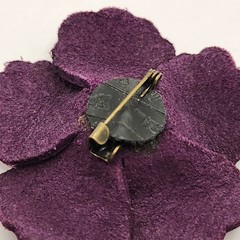 Vintage Brooch Pin Rose Leather Floral Estate Find 3D multi-dimensional 2.25″