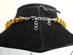 CARAMEL & COGNAC QUALITY NECKLACE, Chunky Agate, Glass, Plastic & Metal, 24″ L