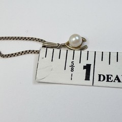 Dainty Vintage 70’s Gold Filled Wishbone/Faux Pearl Pendant & Box Chain 15.5”