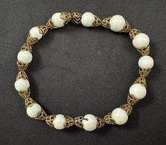 Vintage Metal Faux Pearl Beaded Bracelet