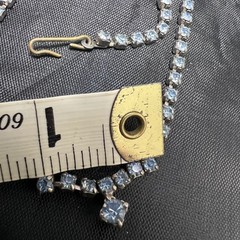 Vtg Blue Rhinestone Choker 14″ Necklace Dainty Silver Tone Party Jewelry Glame